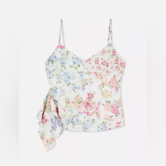 RITA ORA floral draped satin camisole shirt top LIKE NEW - Picture 8 of 10